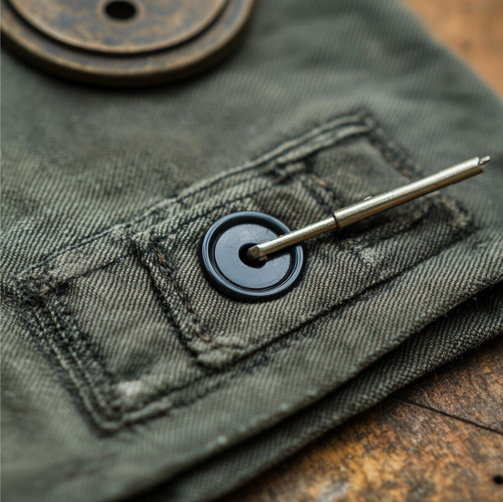 Branded patch on denim jacket